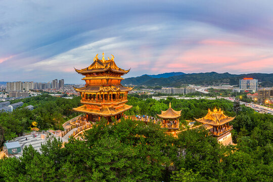 義烏文化地標(biāo)雞鳴閣建筑風(fēng)光