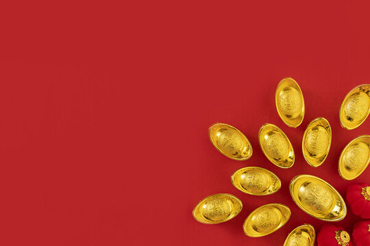 新春素材金元寶紅色背景
