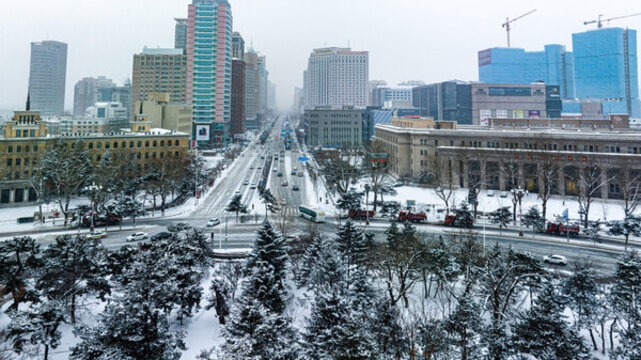 大雪中的中國長春城市景觀