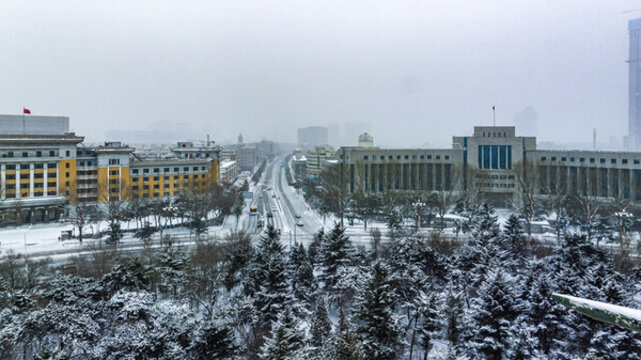 大雪中的中國長春城市景觀