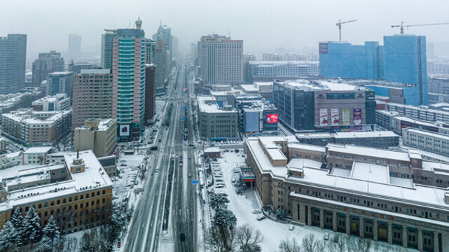 大雪中的中國長春城市景觀