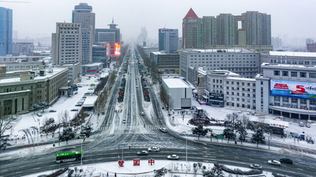 大雪中的中國(guó)長(zhǎng)春城市景觀