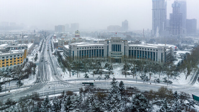 大雪中的中國(guó)長(zhǎng)春城市景觀