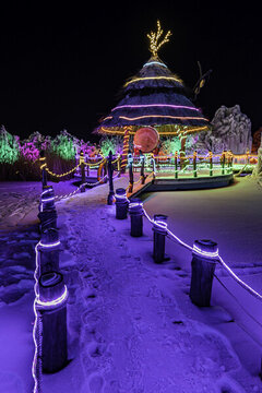 夜晚的長春冰雪新天地景觀