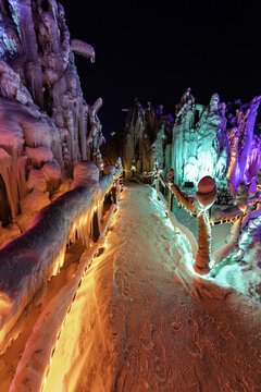 夜晚的長春冰雪新天地景觀