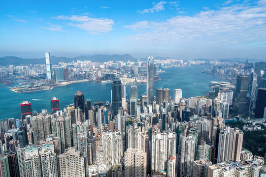 航拍中國香港都市風(fēng)貌全景