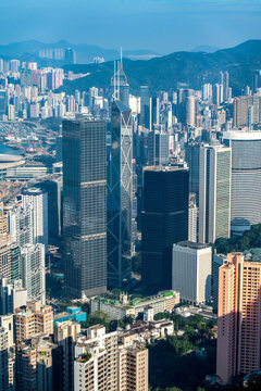 航拍中國香港現(xiàn)代辦公寫字樓