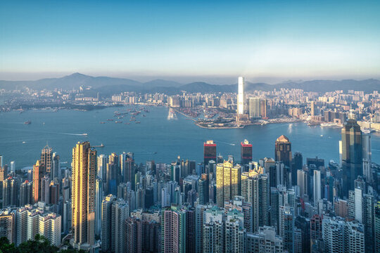 航拍中國香港城市全景大畫幅