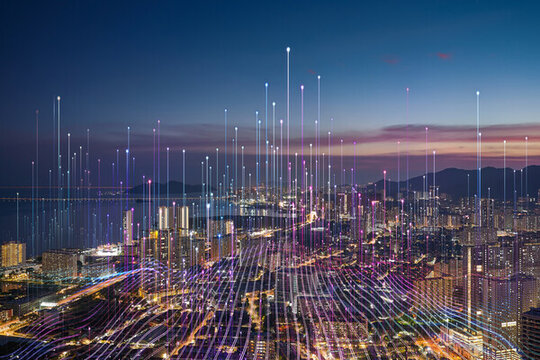 智能城市夜景照片
