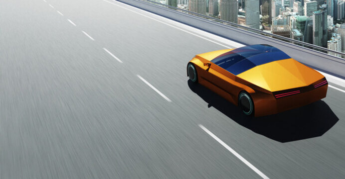 帥氣金色跑車公路照片