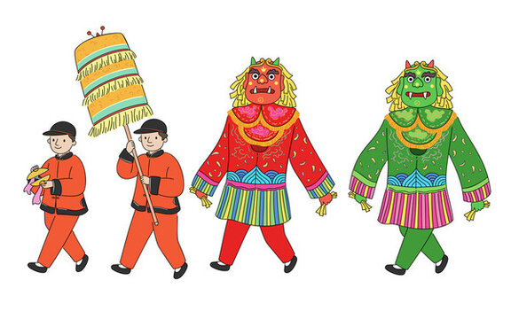 傳統(tǒng)民俗廟會插圖