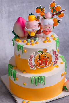 壽星壽桃祝壽蛋糕