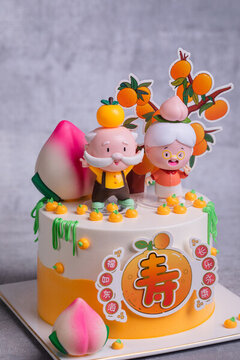 壽星壽桃祝壽蛋糕