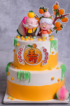 壽星壽桃祝壽蛋糕