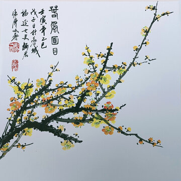 國畫黃梅春風(fēng)面目