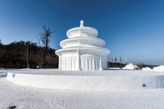 古建筑雪雕景觀