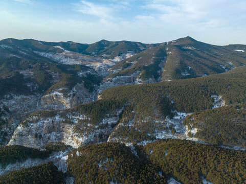 航拍濟南藏龍澗雪景