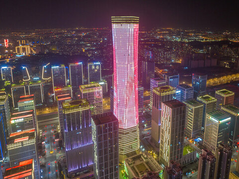航拍濟(jì)南漢峪金谷夜景燈光秀