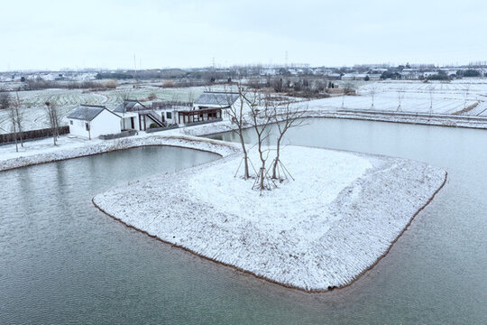 揚(yáng)州七河八島半邏小筑雪景