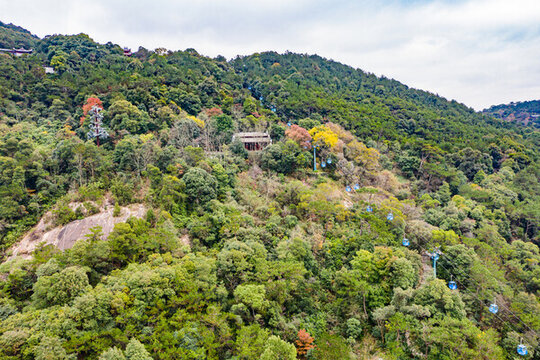 航拍福州鼓山風(fēng)景區(qū)索道纜車