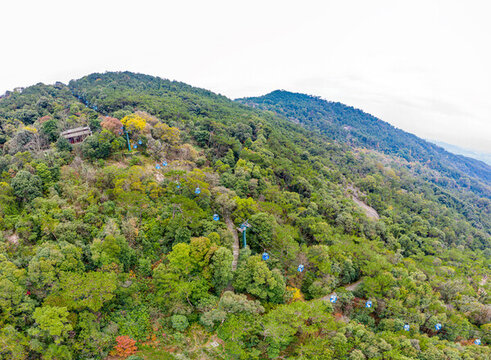 航拍福州鼓山風景區(qū)索道纜車