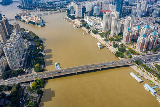 航拍福建福州閩江大橋
