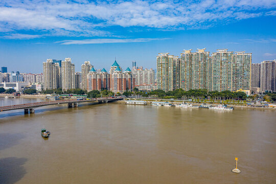 航拍福建福州閩江大橋