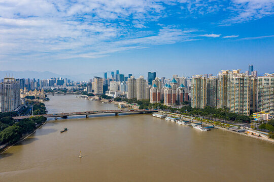 航拍福建福州閩江大橋