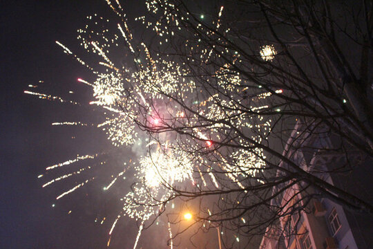春節(jié)除夕夜晚煙花