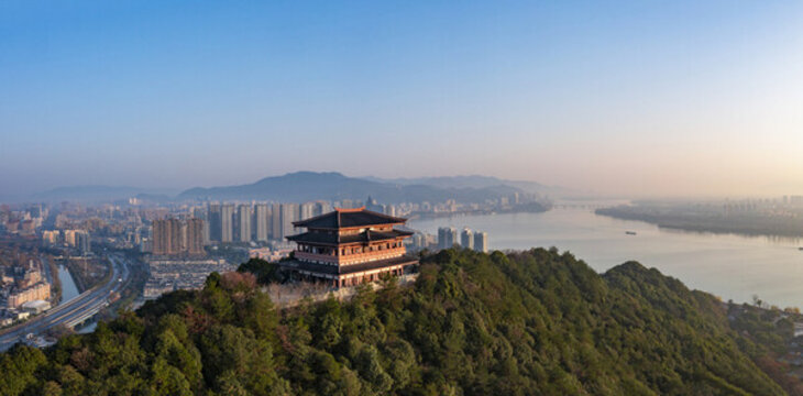杭州市富陽富春閣城市風光