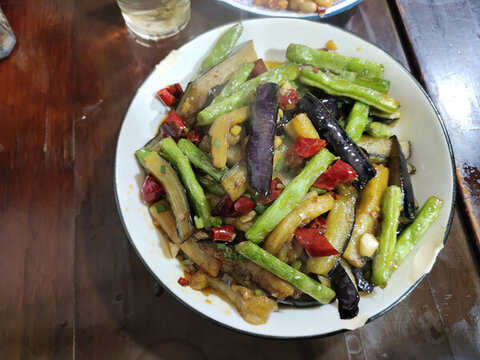四季豆炒茄子