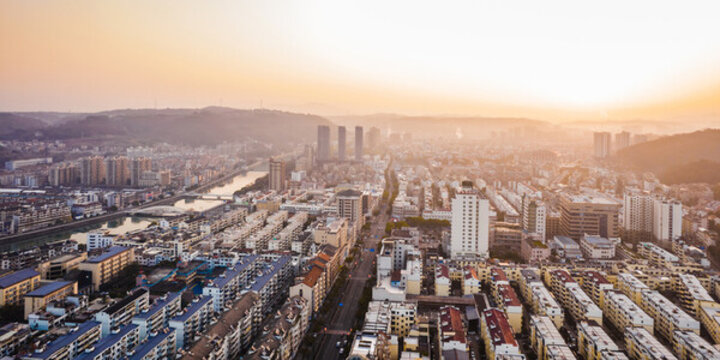紹興市新昌縣城市風(fēng)光航拍