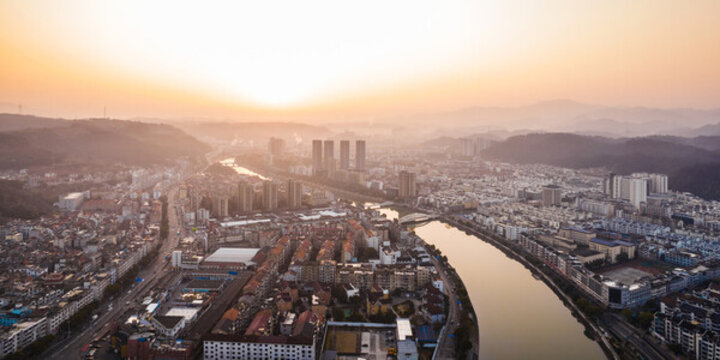 紹興市新昌縣城市風(fēng)光航拍