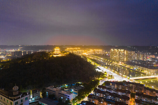 紹興市新昌縣夜景城市風(fēng)光航拍