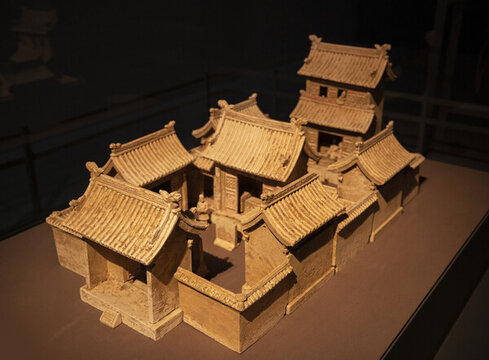 明代灰陶二進四合宅院