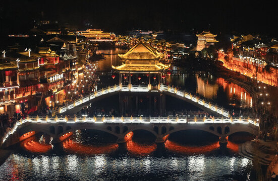 鳳凰古城夜景航拍