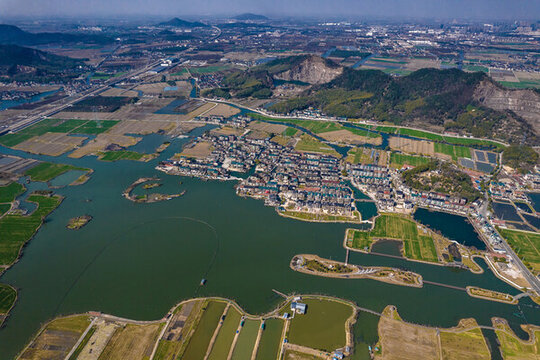 上虞長(zhǎng)塘鎮(zhèn)康家湖濕地公園航拍