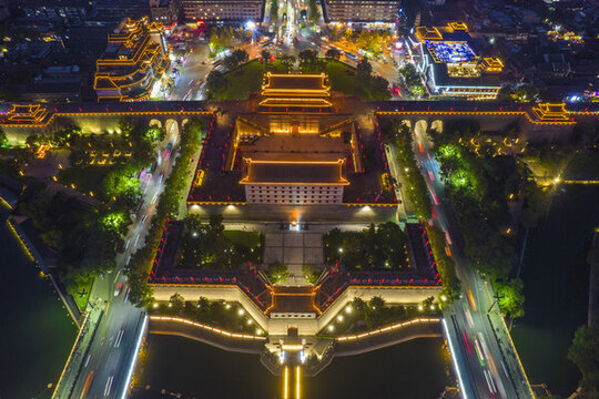 航拍永寧門(mén)夜景