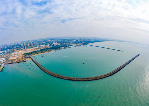 航拍粵海鐵路海南?？谳喍赡细? style=