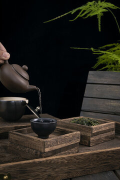 添茶蓄水茶藝暗調(diào)圖片