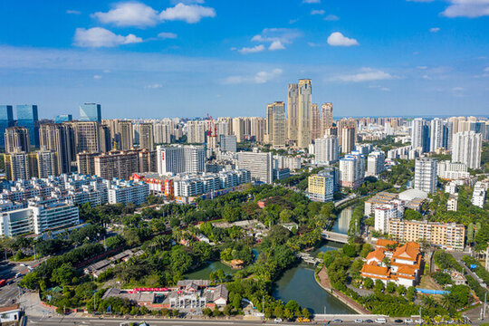 航拍海口五公祠古典園林建筑群