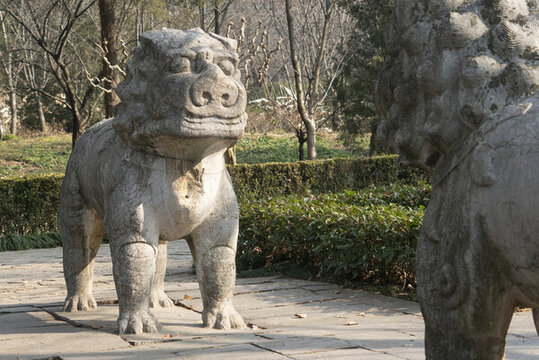 京明孝陵石象路獅子雕塑