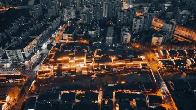 京杭大運河夜景航拍