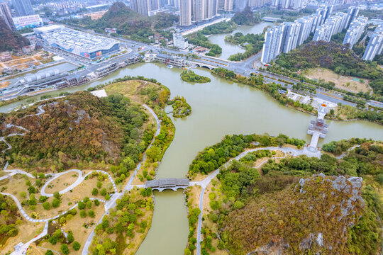 桂林山水公園喀斯特地貌航拍