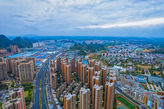 桂林城市風(fēng)光喀斯特地貌航