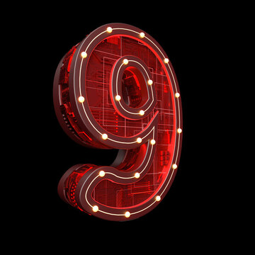 3D工業(yè)風(fēng)霓虹金屬立體數(shù)字9