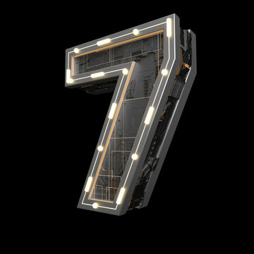 3D的工業(yè)風(fēng)金屬立體數(shù)字7