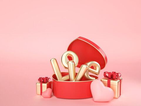 3D愛心LOVE禮盒組合場(chǎng)景