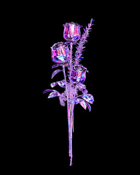 3D渲染的酸性風(fēng)玫瑰花
