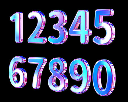 3D渲染的酸性風立體數(shù)字